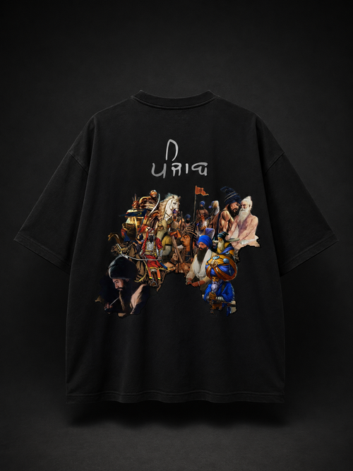 INKVERSE PANJAB Oversized T-Shirt – Black | 240 GSM Premium Terry Cotton ⭐