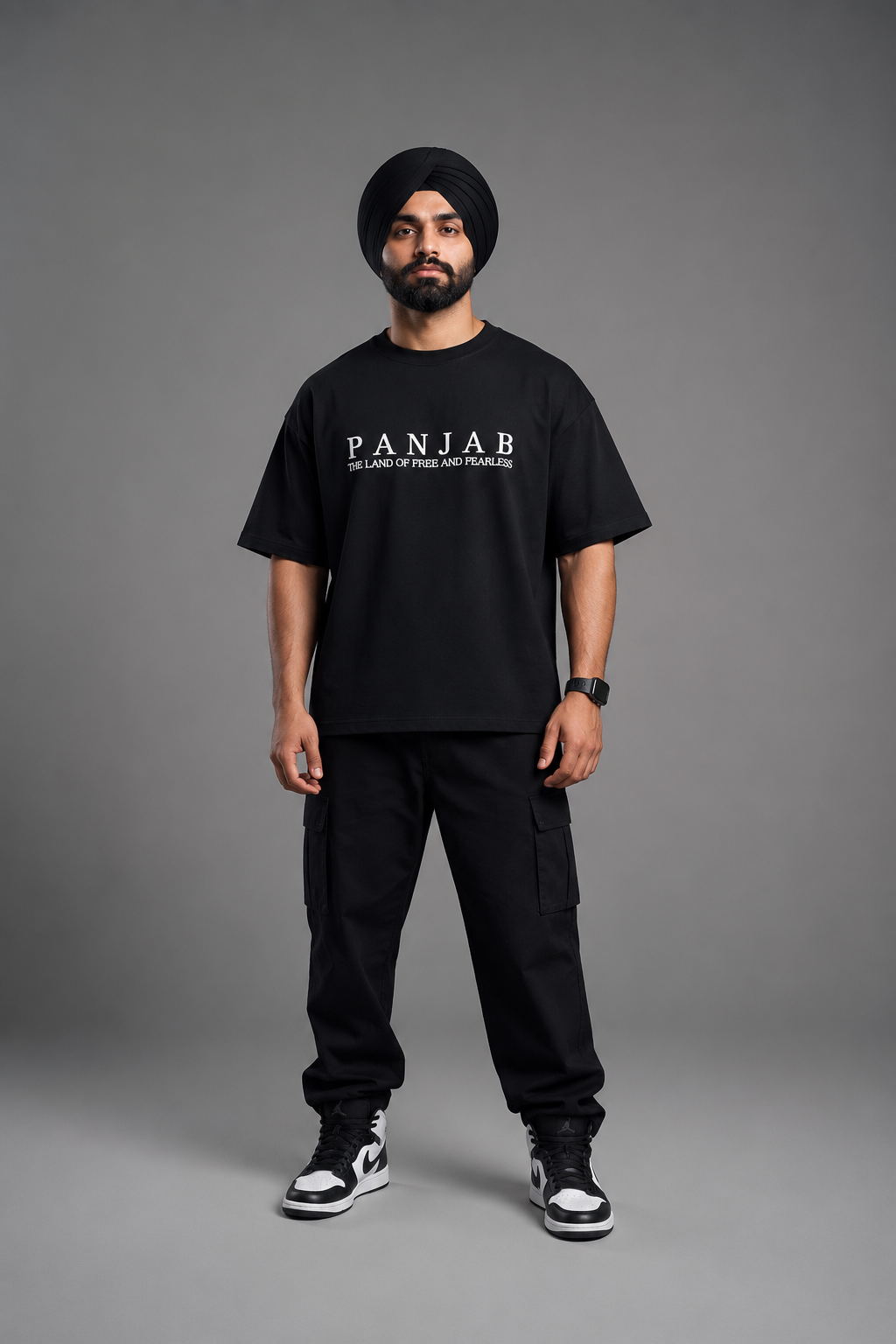 INKVERSE PANJAB Oversized T-Shirt – Black | 240 GSM Premium Terry Cotton ⭐