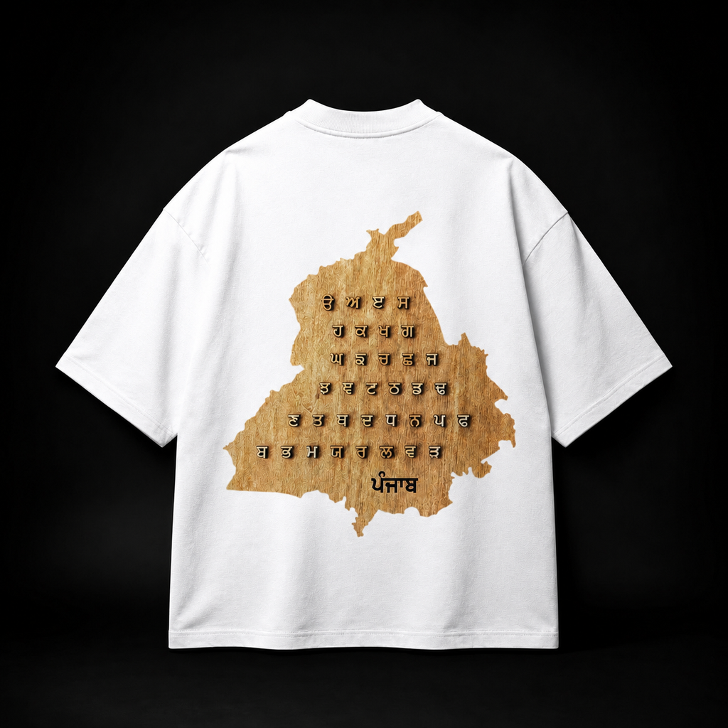Punjab Heritage Oversized T-Shirt – Premium 240 GSM French Terry Cotton | White