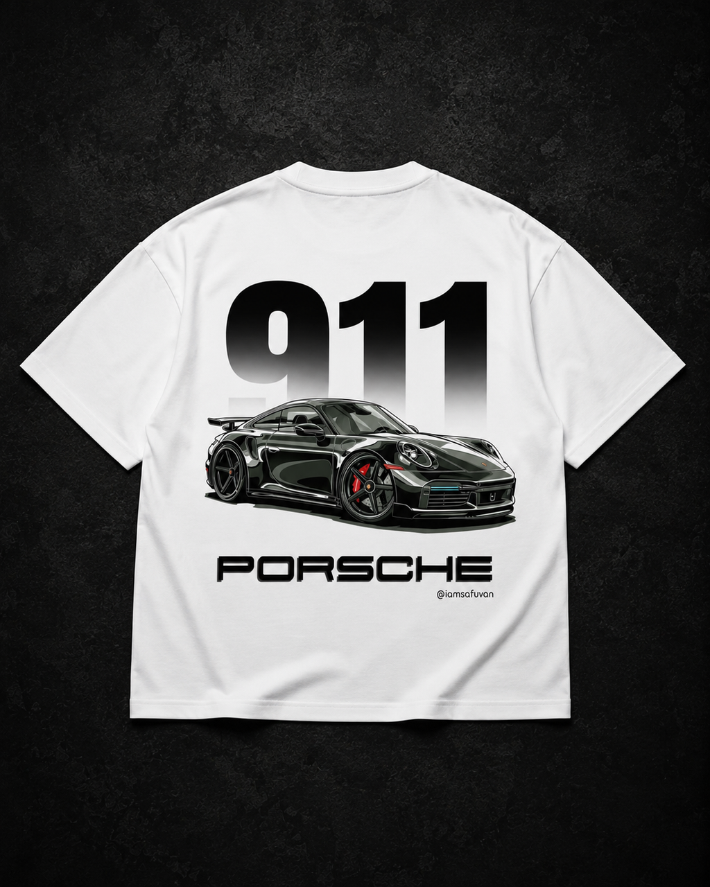 INKVERSE 911 Porsche Graphic Oversized Boxy-Fit T-Shirt – White | 240 GSM Premium Cotton
