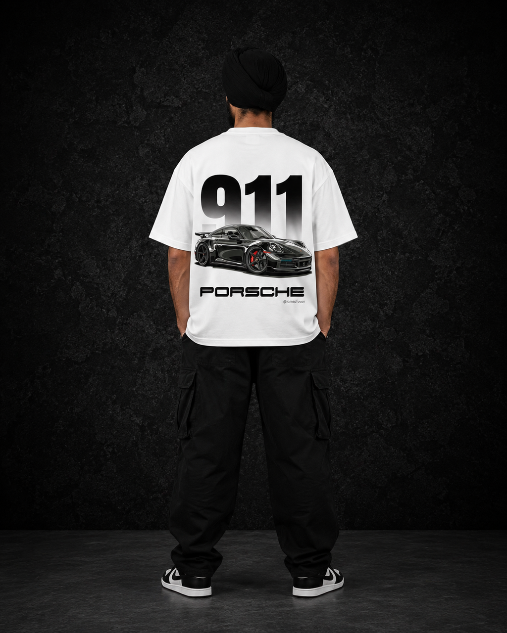 INKVERSE 911 Porsche Graphic Oversized Boxy-Fit T-Shirt – White | 240 GSM Premium Cotton
