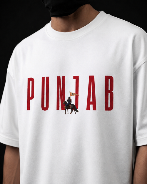 Punjab Heritage Oversized T-Shirt – Premium 240 GSM French Terry Cotton | White