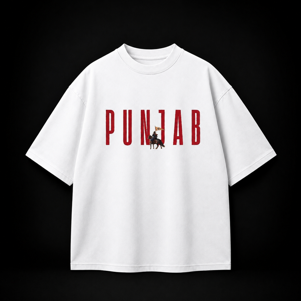 Punjab Heritage Oversized T-Shirt – Premium 240 GSM French Terry Cotton | White