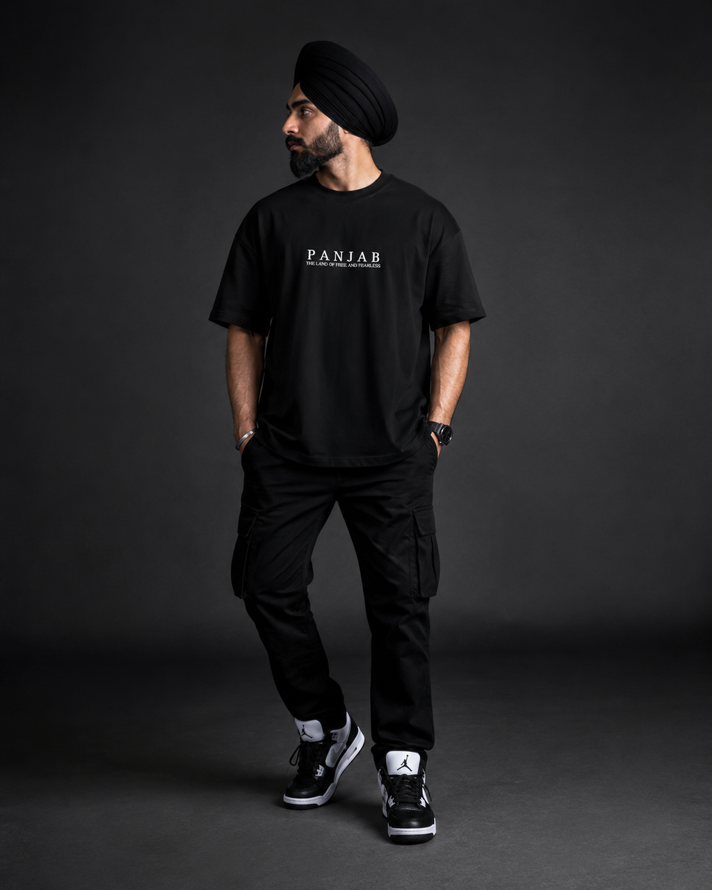 INKVERSE PANJAB Oversized T-Shirt – Black | 240 GSM Premium Terry Cotton ⭐