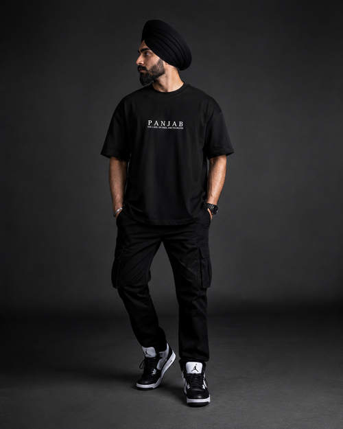 INKVERSE PANJAB Oversized T-Shirt – Black | 240 GSM Premium Terry Cotton ⭐